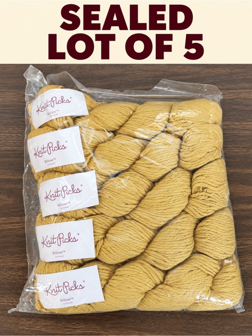 Knit Picks Billow Bulky Pima Cotton Yarn Cornmeal Sealed Lot of 5